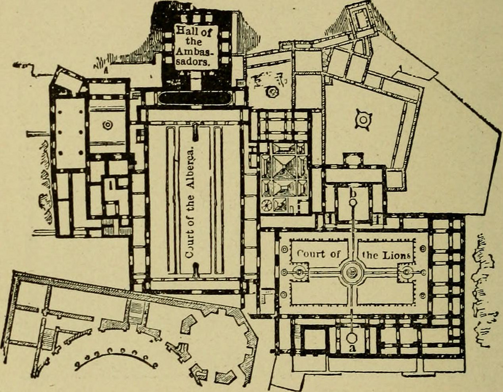 Plan of the Alhambra in Spain. Source: Easy steps in architecture and architectural drawing, 1915, p 223