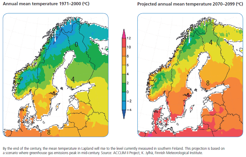 Finland Temperature Map