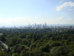 View from the tower to the skyline of Frankfurt. The wood in the foreground is part of the green belt Frankfurt. Picture: Pudewills