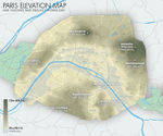 Elevation map of Paris' valleys and highest buttes, also included: Paris' existing and defunct rivers and major and minor waterways (http://en.wikipedia.org/wiki/User:ThePromenader#mediaviewer/File:Jms_paris_elevation_map_2012.jpg)