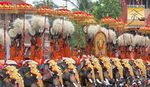 Religious procession led by elephants in Kerala, south India.