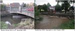 Comparative photos of increase in water level during the floods in Birmigham