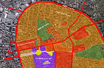 Land use in the central area of the city: Luisenplatz is embedded in commercial and "institutional" structures