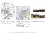 Shows Santiago as a city of many hills and two rivers. Next picture describe one of these hills (Monte Gaiás); the huge building site and cultural infrastructure on the man made esplanade on the top of it, green areas, relationship with river Sar and access from city. Finally, a picture that depicts existing vegetation on the hill.