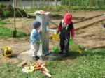 The waterpump turned out to be the favorite playground equipment