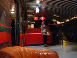 the bar in the old rail car