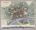 19th century. The plan show the Frankfurt City green belt where the ancient wall was once built, and demolished in the 19th Century and grassed over