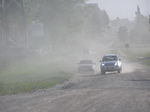 Dust reduce visibility, It is not a safe condition. Furthermore it affects plants around