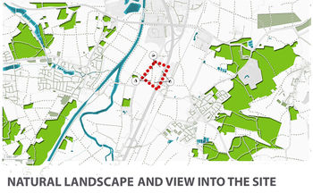 Natural landscape in the region and visual axis into the site