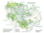 In the image it can be clearly seen that Paris has a low amount of green areas. Most of the green areas in the Ile de France region are outside the boundary of the city of Paris. (http://www.iau-idf.fr/index.php?id=615&iaurif_publications_aff%5Betude%5D=882&cHash=cc036c515913178f28a5e3623a3a2dec)