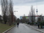 Original pavement-bicycle road and the view on the "City East"