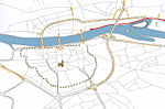 Map of Maastricht, main roads and features.